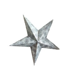 Christmas Xmas Star - 5 Point, White with Silver Zari Print, 80 cms (DELIVERING ONLY IN DELHI)